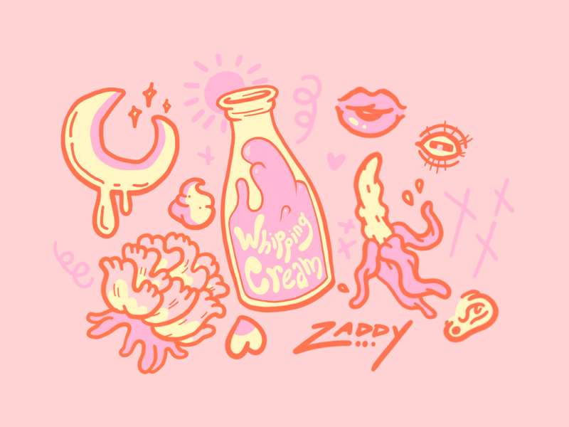 Strawberry Milk cartoon illustration typography design procreate pink cute sketches doodles
