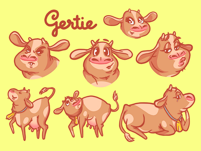 Gertie cartoon character design cow cute farm illustration procreate