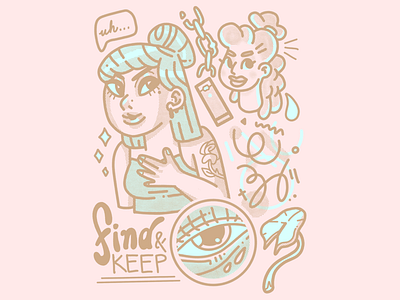 Find & Keep cartoon cute design doodle emoji eye icons illustration ipad lily pad memphis pink portrait procreate sketch tattoos vape