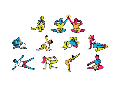 Mobility Squad affinity cartoon cute design fitness graphic design gym illustration illustrator mobility vector yoga