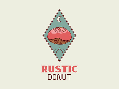 Rustic Donut Logo boho colorado dairy free donuts gluten free graphic design icing illustration logo mountains packaging sprinkles vector vegan wood woodgrain