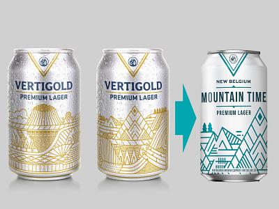 My New Belgium Vertigold Concept which became Mountain Time beer can beer can design brewing colorado craft beer graphic design linework new belgium packaging packaging design vector vector illustration