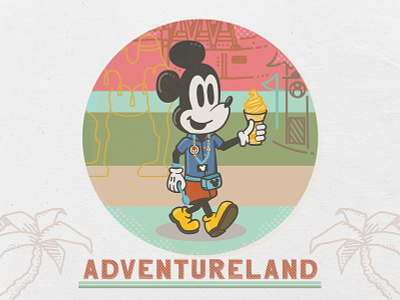 Dole Whip Mickey in Adventureland adventureland disney disney world dole whip florida for fun graphic design illustration lanyard mickey mouse orlando palmtree summer
