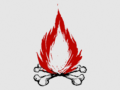 Survive The Night Logo bones branding campfire cross bones film fire flame horror illustration logo red sketchy