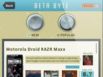 Beta Byte iPhone UI Detail app button feed iphone review tech ui ui design