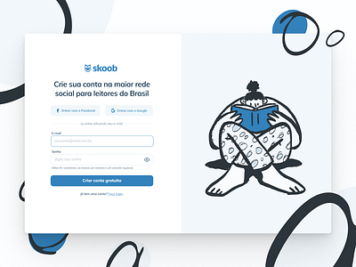 Sign up / Skoob / Daily UI #1 blue book dailyuichallenge patterns redesign sign up signup ui design website