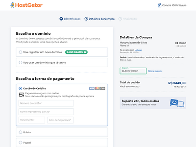 Checkout exercise / HostGator Brazil checkout form checkout page checkout process conversion rate optimization design ui web