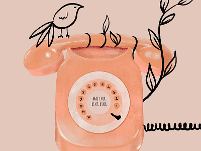 Ring ring bird design illustration ring rose telephone