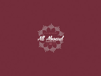 All Aboard! branding champagne illustration label logo train vector