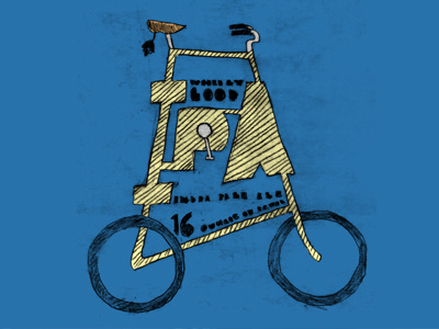 Wheely Good IPA beer bike can hand drawn illustration label tall bike tall boy