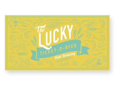 Lucky Ticket-O-Beer beer golden ornament ticket typography vector