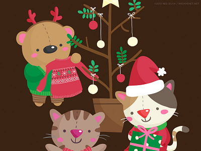 December 2013 wallpaper bear cat chat christmas december gato green holiday neko red sweater wedgienet