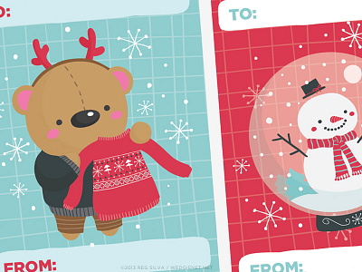 Wedgienet 2013 holiday gift tags - WIP bear christmas cute gift holiday illustration kawaii snow snowman sweater tag wedgienet