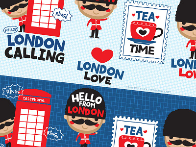 London calling - WIP 2 blue britain british character character design cute guard kawaii london pattern red tea
