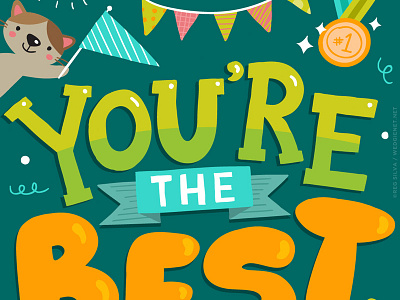 You're the Best 2 cat font illustration lettering type typography vector