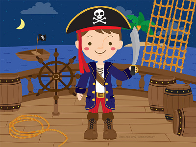 Pirate boy dress up children cute dress up illustration kawaii kids licensing nautical pirate