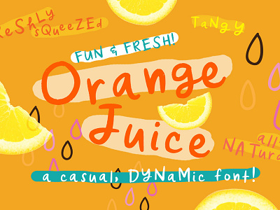 Orange Juice Font color creative market design font font awesome font face fresh fun graphic handwriting handwritten juice lettering orange type typeface typography