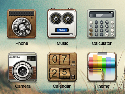 Lemo icon 7-4 calender camera icon music phone pixeyes theme