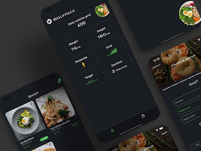 Wolfpack React Native app app design branding buy design diet fitness food illustration iphone iphonex pack react native shop shopping ui ux