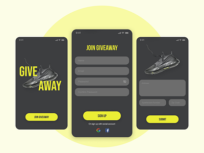 Giveaway Sign Up Page account app design giveaway mobile ui register form shoes sign in signup ui ux web app