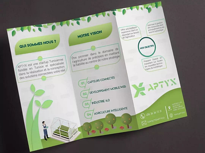 flyer mockup design back artwork branding design details green illustration landscape smart agriculure
