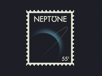 Postage stamp from our distance orbital relative design dribbbleweeklywarmup illustration neptune space vector
