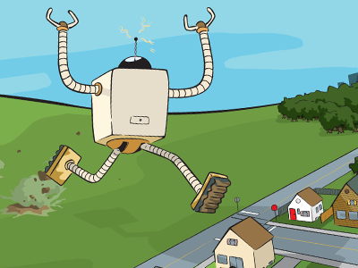 Giant robot issues cartoon giant robot illustration istock robot stock vector
