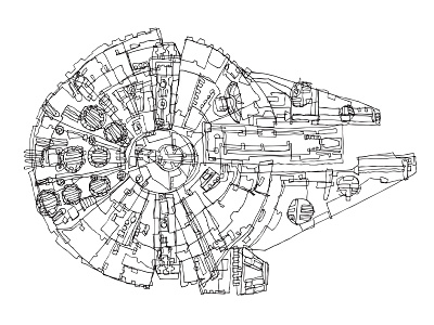 Millennium Falcon drawn hand drawn illustration millennium falcon pattern pen sci fi scifi star wars starwars