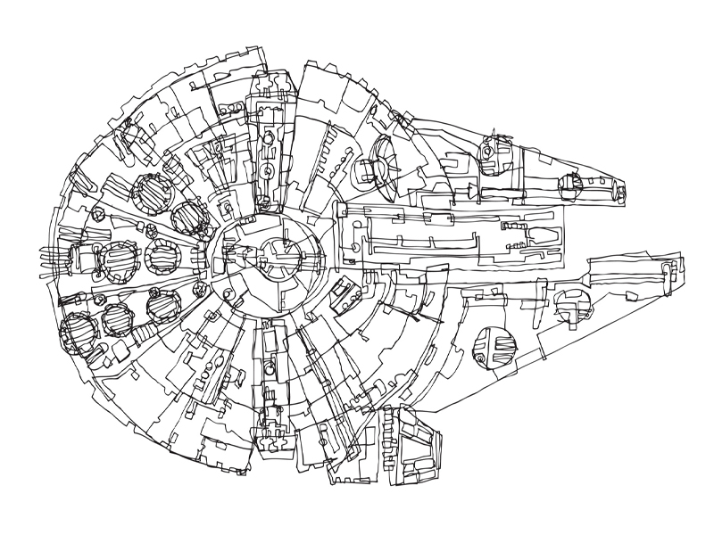 Coloring book Drawing Millennium Falcon Black and white Ausmalbild millennium  falcon black and white angle logo monochrome png  PNGWing