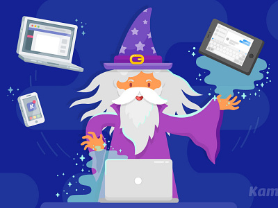 Tech Wizard animated gif animation computer dumbledore illustration motion graphics tech tech wiz tech wizard vector art vector illustration wizard