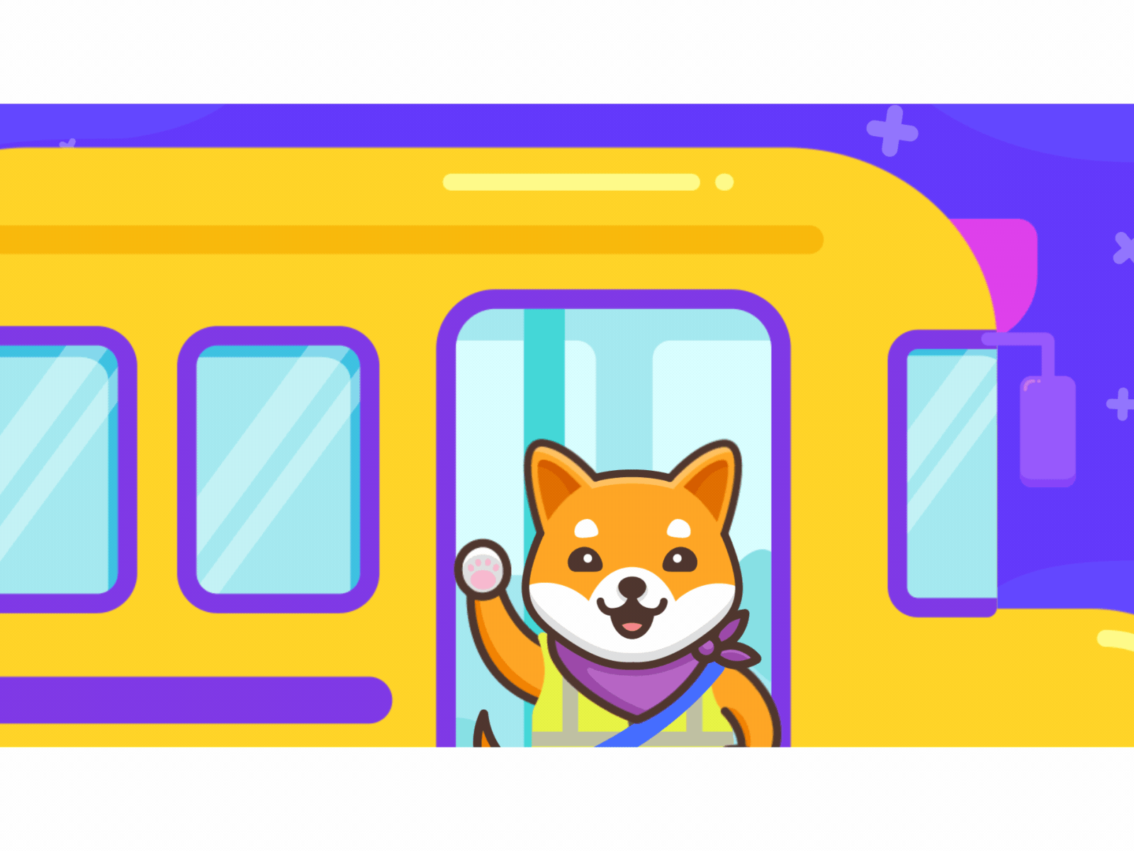Kami Fundamentals Course Completion 2d animation after effects animation bright bus colorful cute dog fire flat design illustration kami morph morph animation rocket rocket ship shiba shiba inu space vector animation