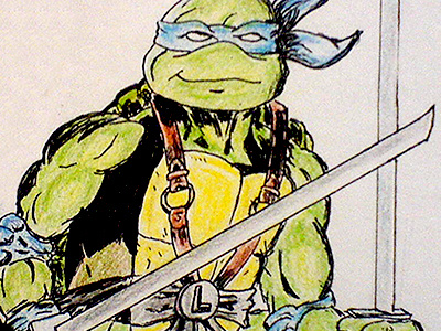 Leonardo of the Turtles blue colour drawing leonardo ninja pen pencil sketch turtles