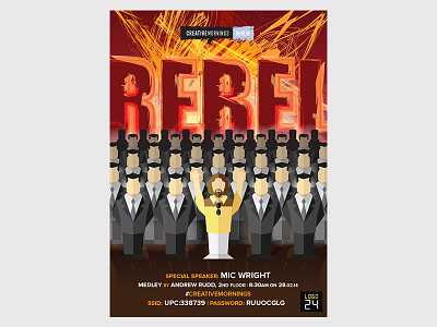 Creative Mornings: Poster 9 - Rebel creative dublin dude mornings poster rebel suit vector