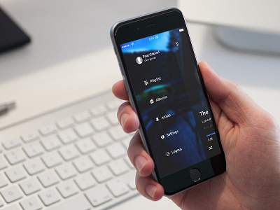Music Player app elegant design ios iphone 6 menu music player new app preview wip