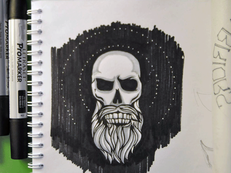 Bearded Warriors beard freehand masculine pirate sketch skull viking vintage warrior