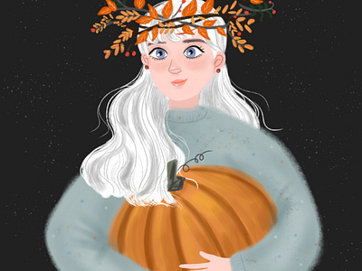 Pumpkin girl illustration