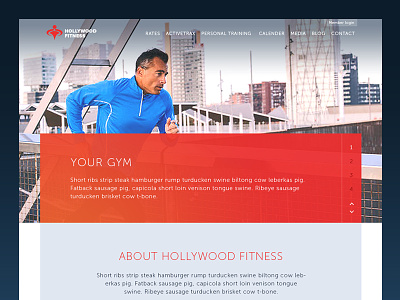 Hollywood Fitness clean fitness flat gradient gym homepage orange red ui