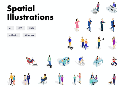 Spatial Illustrations app branding campaign campaigns custom graphic hubspot icons illustrations marketing pack promotion script ui uidesign uiux web wordpress