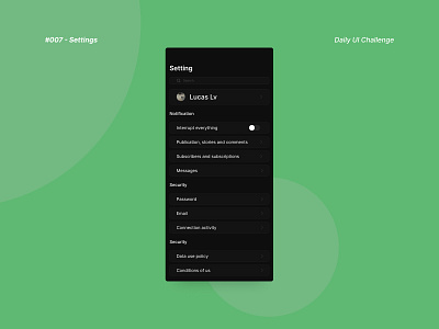 Daily UI #007 - Settings challenge graphic design settings ui