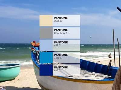 Pantone colors from pictures 🎨: The fishing boats beach blue and white boat colored cool gray creative fish fishing fitness identity inspiration pantone picture sand sea