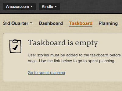 Taskboard blankslate using Steedicons arvo scrummage steedicons