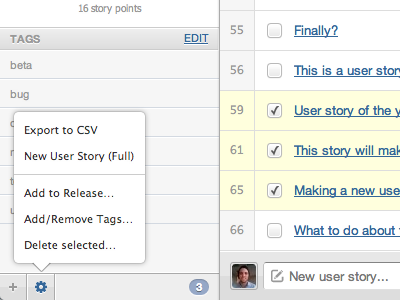 Project Backlog: Preview 5 - Actions scrummage webapp