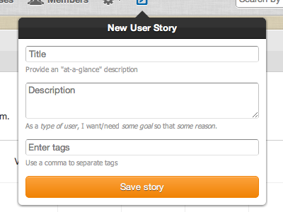Add a user story from anywhere scrummage webapp