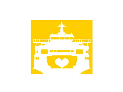 Ferry Tale boat ferry heart logo seattle ship yellow