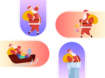 A group of Santa Claus illustration