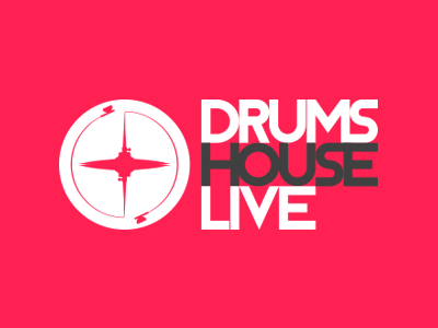 Drums House Live branding design digital drums graphic design logo design music red rose triocom typography