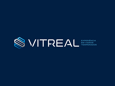 Vitreal Glassworks logo + type - test01 blue corseuil glass glazier icon logo silica symbol transparency