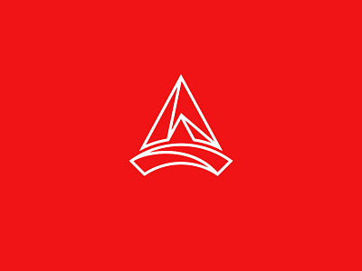 Architecture logo test 1 (monochrome) arc architecture brand float icon levitate logo logo design negative pyramid red triangle