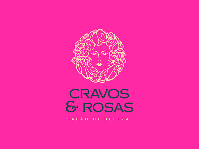 Cravos & Rosas Beauty Saloon beauty brand branding face girl hairstyle human logo design roses woman women