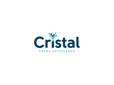 Cristal Artisan Water Well crystal flow logo negative sans serif solid splash water